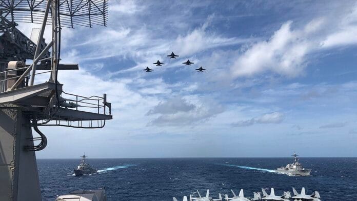 US fighter jets flying in formation as Pentagon seeks 200 billion funding for Iran war operations