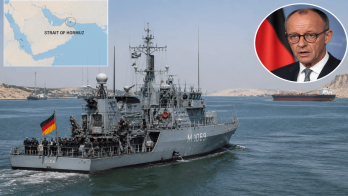 German naval vessel deployed near Strait of Hormuz German navy mine-clearing vessel heading toward Strait of Hormuz amid tensions
